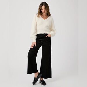 Paige Nellie Wide Leg Cropped Ankle Black Overdye Denim Jeans size 31